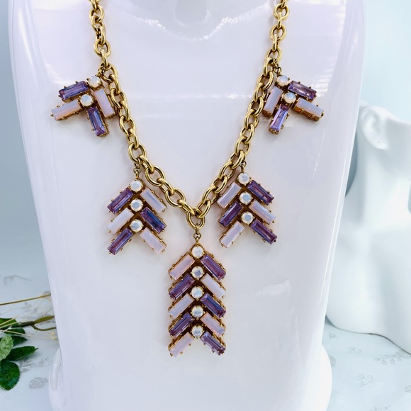 Henri Bendel Swarovski crystal & opal statement necklace